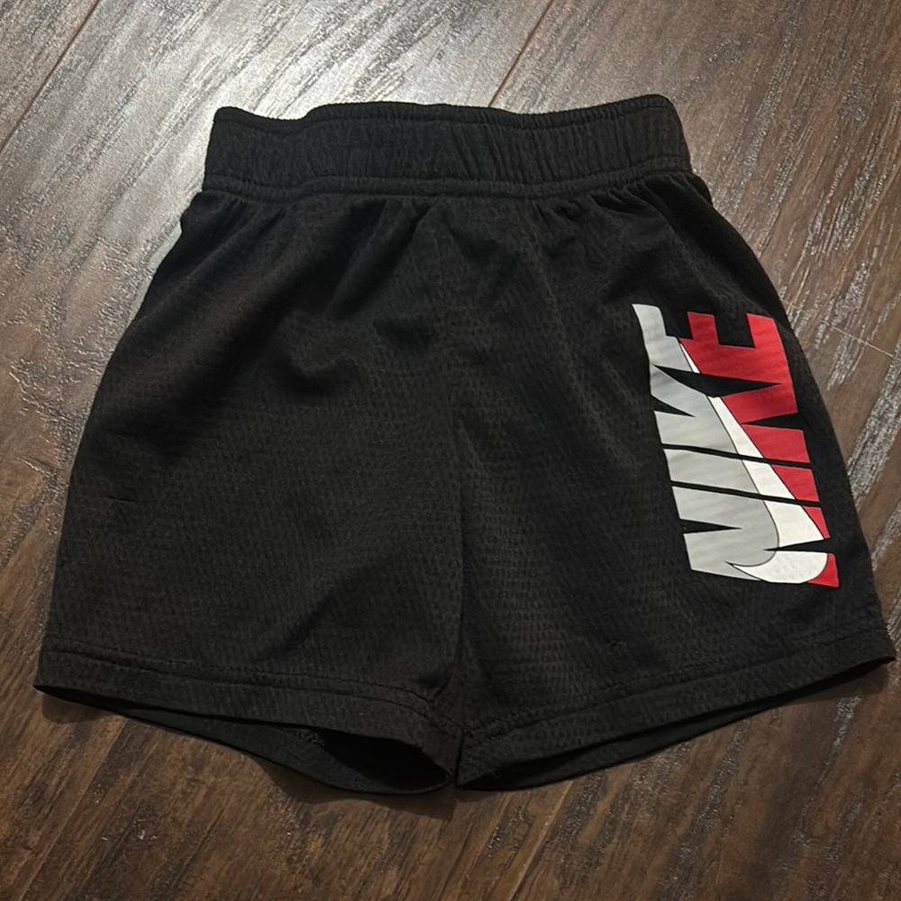 Nike Black Athletic Shorts with Red and White Logo